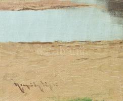 Neogrády László (1896-1962): Hazafelé. Olaj, vászon. Jelzett. Kissé sérült. Dekoratív fakeretben. 39...