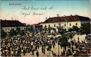 1925 Érsekújvár, Nové Zámky; Piac, szálloda és vendéglő / market, hotel and restaurant (EK)