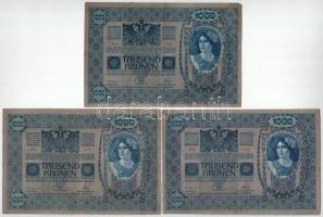 Ausztria 1919. (1902.) 1000K mindkét oldal német, függőleges piros "DEUTSCHÖSTERREICH" fel...