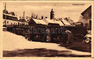 Szepesszombat, Spisská Sobota; híd télen. Hensch Ede fia kiadása / bridge in winter