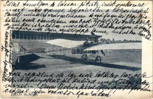 1915 Zsélyi Aladár magyar gépészmérnök, repülőgép-tervező repülőgépével. Hátoldalon húsvéti üdvözlet / Hungarian mechanical engineer with his aircraft. Easter greetings on the backside + Div. Train-Kmdt. der 38. L.I.T.D. (fl)