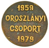 1979. OMBKE (Országos Magyar Bányászati és Kohászati Egyesület) / Oroszlányi csoport 1959-1979 öntött bronz emlékérem (63mm) T:XF