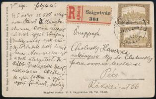 1921 Ajánlott képeslap 4K bérmentesítéssel