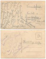 Budapest II. Hűvösvölgyi kirándulás csoportképe, hátoldalon nevek - 2 db eredeti fotó képeslap