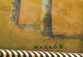 Markó Ernő (1868-1945): Őszi erdő. Olaj, karton, jelzett. Dekoratív, üvegezett, kissé sérült fakeret...