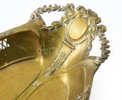 Argentor art nouveau alpakka kínáló. Pereménél áttört és téglalapsoros mintázattal, fogói pontsoros ...