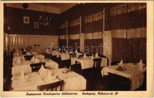 Budapest VIII. Restaurant Kovácsevics étterem, különterem belső. Rákóczi út 29. (EK)