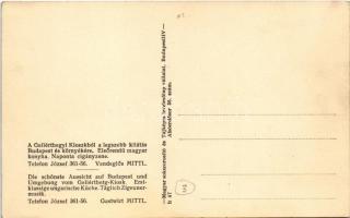 Budapest XI. Gellérthegyi Kioszk kávéház és vendéglő terasza, reklám