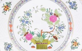 Herendi Fleur des indes vertes multicolor süteményes tál szett. 6 db. Egyik darabja újragyártott. Je...