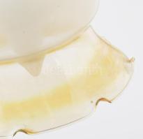 Német asztali lámpa, fa, bronz, üveg. Állítható magasságú, kis kopással, m: 57 cm