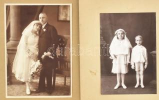 cca 1920 Házaspár és gyerekek, 2 db nagyméretű, kartonra kasírozott fotó, Sellei Károly ill. Kozma ú...