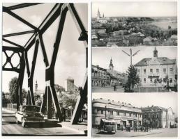 Dunaföldvár - 5 db modern Képzőművészeti Alap képeslap (Duna híd, vár, autó, Béke tér, templom, cipő...