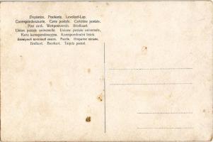 Gruss von Nikolo! / Christmas greeting art postcard with Saint Nicholas and dwarves. litho (EK)