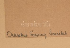 Orisekné Farsang Erzsébet (1929-): Asztalnál. Színes ceruza, papír, jelzés nélkül, hajtásnyommal, há...