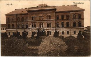 1916 Ungvár, Uzshorod, Uzhhorod, Uzhorod; Főgimnázium. Vasúti levelezőlapárusítás 2457. / school