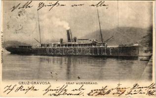 1902 Gruz, Gravosa; Graf Wurmbrand steamship, coastal passenger ship (vágott / cut)