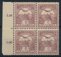 1900 Turul 6f ívszéli négyestömb elcsúszott értékszámmal