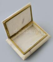 Alabástrom asztali doboz, fém kerettel 18x13 cm