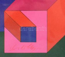 Vasarely Victor (1908-1997): Geometrikus kompozíció (cím nélkül). Heliogravűr, papír. Jelezve középe...