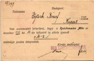1929 Braun Testvérek Likőr és Konyakgyár reklámlapja. Hátoldalon megrendelőlap. Budapest VIII. Üllői...