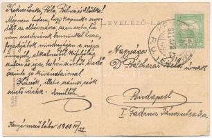 1911 Esztergom, Kenyérmező-tábor, részlet a katona asztalos műhelyből. Kaufmann F. kiadása (EB)