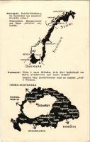 Ha a trianoni békét a győzőkre szabták volna. A megcsonkított Norvégia. Kiadja a Magyar Nemzeti Szövetség / Treaty of Trianon, map of a lesser Norway, Hungarian irredenta propaganda (EK)