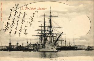 1901 K.u.K. Kriegsmarine SM Schiff DONAU Korvette / SMS Donau cs. és kir. haditengerészeti korvettje / Austro-Hungarian Navy corvette ship. Phot. Atelier Flora, Pola