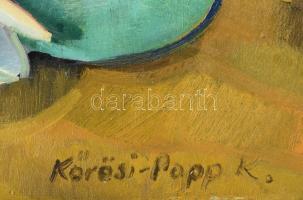 Kőrösi Papp Kálmán (1940-): Csendélet vaddisznó koponyával és festőszerszámokkal, 1979. Olaj, farost...