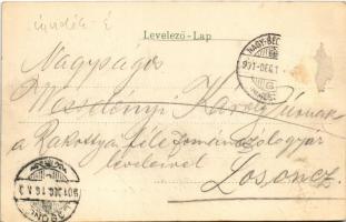 1901 Nagybecskerek, Zrenjanin, Veliki Beckerek; Béga részlet, uszályok. Oldal felvétele / Bega river...