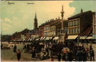 1908 Sopron, Várkerület, piac, Seidl Samu, Weiss üzlete. Kummert L. utóda kiadása (EK)