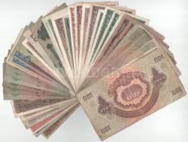 52db-os vegyes magyar korona, pengő, forint bankjegy tétel, közte 1930. 20P +1946. 100.000.000P T:F-...