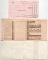 5db vegyes csekk, színházi játékpénz, postautalvány tétel T:F