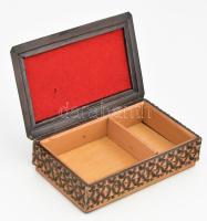 Iparművész réz doboz, masszív réz, fa betéttel 17x11 cm