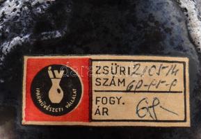 Jelzés nélkül: Ikebana váza hólyagos mázas kerámia, iparművész, hibátlan m: 12 cm