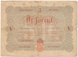 1848. 5Ft Kossuth bankó vörösesbarna nyomat T:F,VG folt Adamo G109