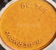 Német retro váza, mázas kerámia, kézzel festett jelzett, alján kis mázhibával 30 cm