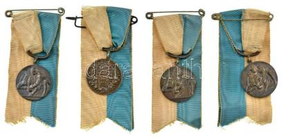 1911. Kassai Gazdasági Akadémia jelzett Ag díjérem szalagon (2xklf) (érem: ~10g/30mm) + ezüstözött bronz díjérem szalagon (2xklf) T:XF patina