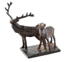 Bronz szarvasok figura. Jelzés nélkül m: 10 cm