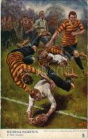 1910 A try (Rugby). Raphael Tuck & Sons Oilette Football Incidents Postcard 1746. s: S. T. Dadd (EK)