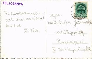 1941 Felsőbánya, Baia Sprie; Hunyadi utca, Római katolikus fiú és leány iskola / school, street. pho...