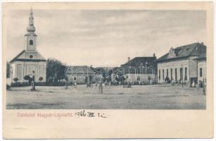 1906 Magyarlápos, Oláhlápos, Targu Lapus; Fő tér, templom, üzlet / main square, church, shop (EK)