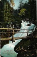 1906 Tátra, Magas-Tátra, Vysoké Tatry; Tarpataki völgy hosszú vízesése / Kohlbacher Tal, langer Wasserfall / waterfall (gyűrődés / crease)