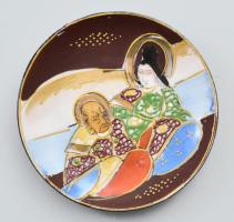 Japán porcelán 4 csésze alátéttel. Jelzett, kopással, d: 9,5 cm