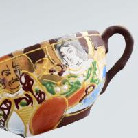 Japán porcelán 4 csésze alátéttel. Jelzett, kopással, d: 9,5 cm