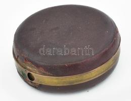 Antik bélyegragasztó szett, kis hiánnyal, 2 üveg betéttel, kopással, d: 10 cm