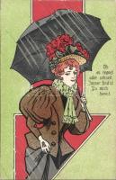 Umbrella, lady litho