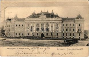 1902 Rimaszombat, Rimavská Sobota; Vármegyeház és Tompa szobor. Rábely Miklós kiadása / county hall and statue