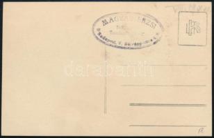 cca 1920-1930 IBUSZ MÁV Menetjegyiroda nyitott tetejű városnéző autóbusza, fotólap, a hátoldalon pec...