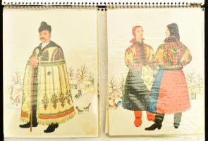 Colorvox képes hanglemez gyűjtemény 11 db különféle népviselet rajzokat ábrázoló lemez, magyar népalokkal Medimpex kiadás, eredeti albumban
