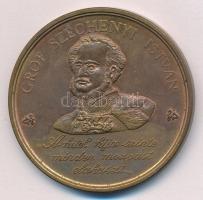 ~1986. Gróf Széchenyi István - A hitel híja szinte minden mozgást elakaszt / MHB (Magyar Hitel Bank Rt. - Alapítva 1986. december 11. bronz emlékérem (42,5mm) T:AU kis patina